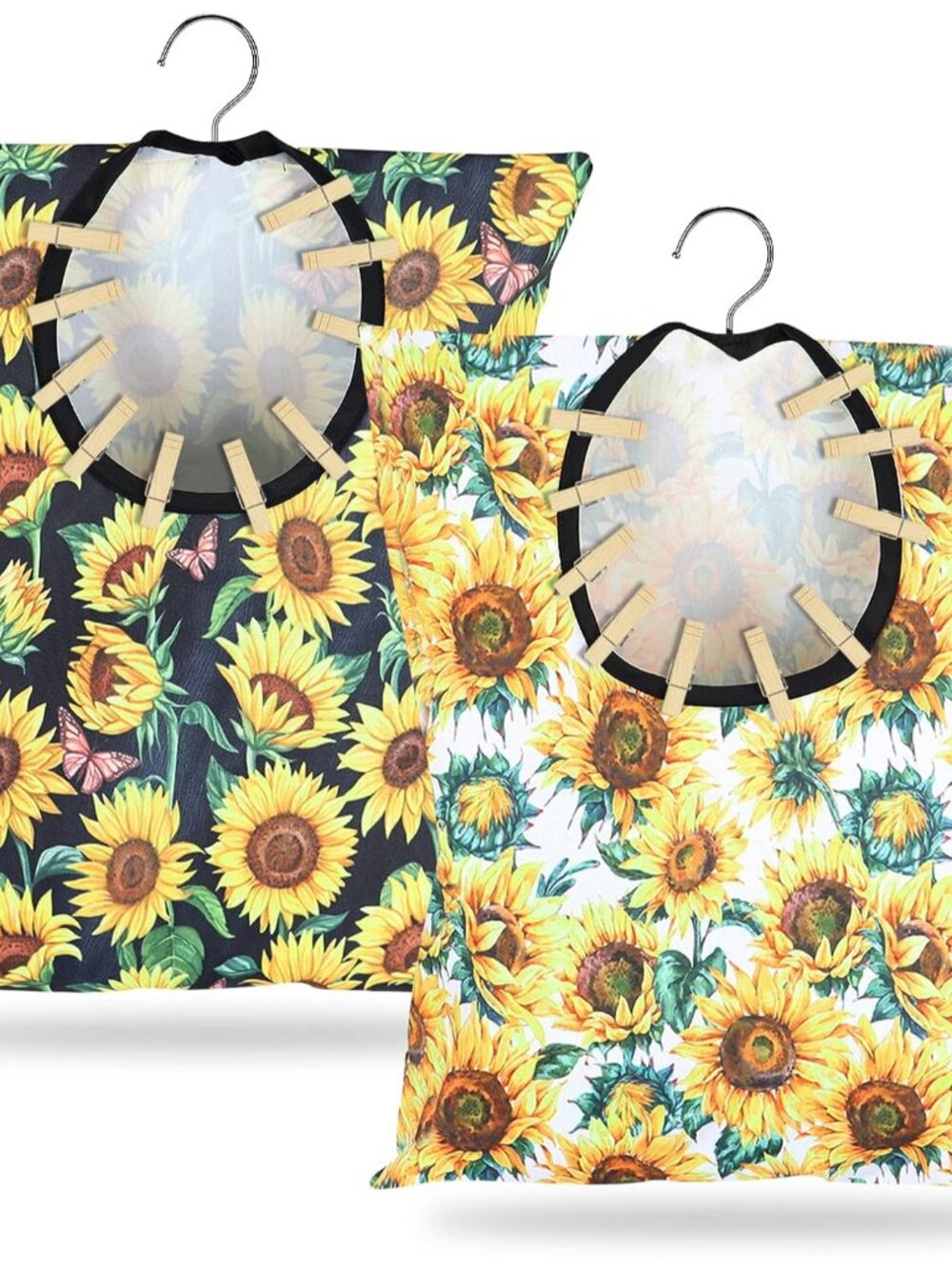2 Pcs Sunflower Clothes Pin Bag Clothespin Bag Holder Clothespin Holder 15 X 11